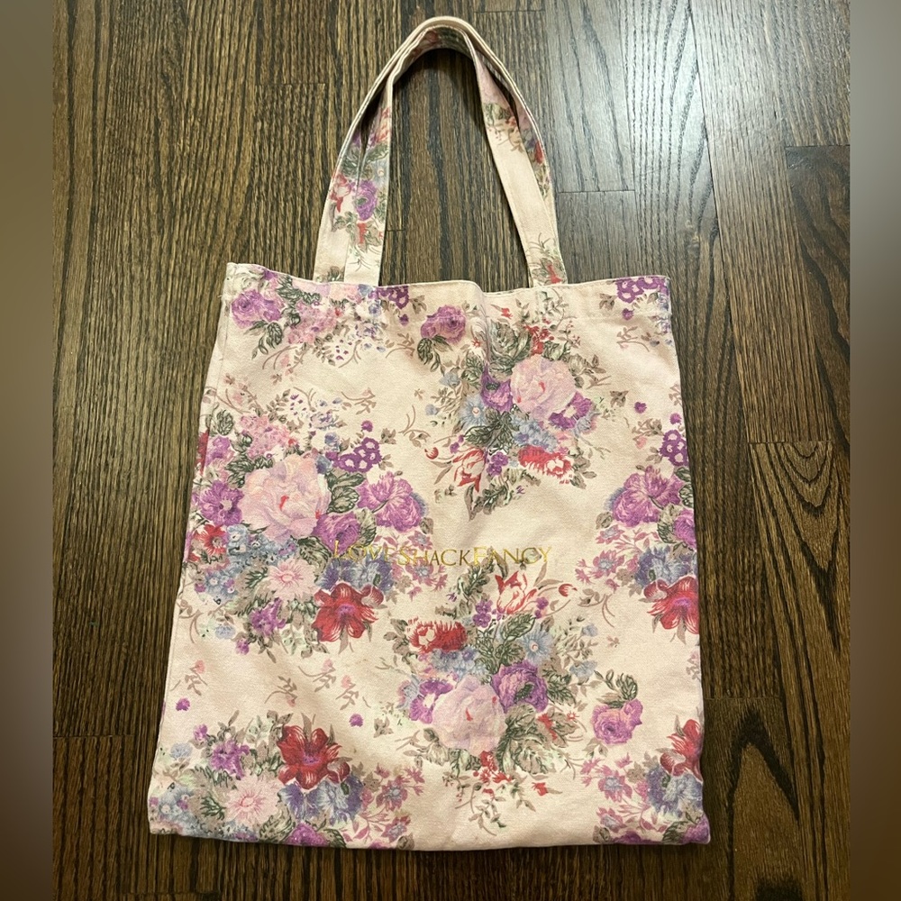 love shack fancy floral tote bag
